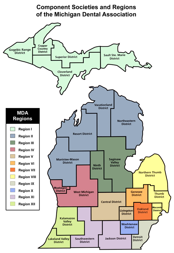 Componant societies and regions of the Michigan dental association